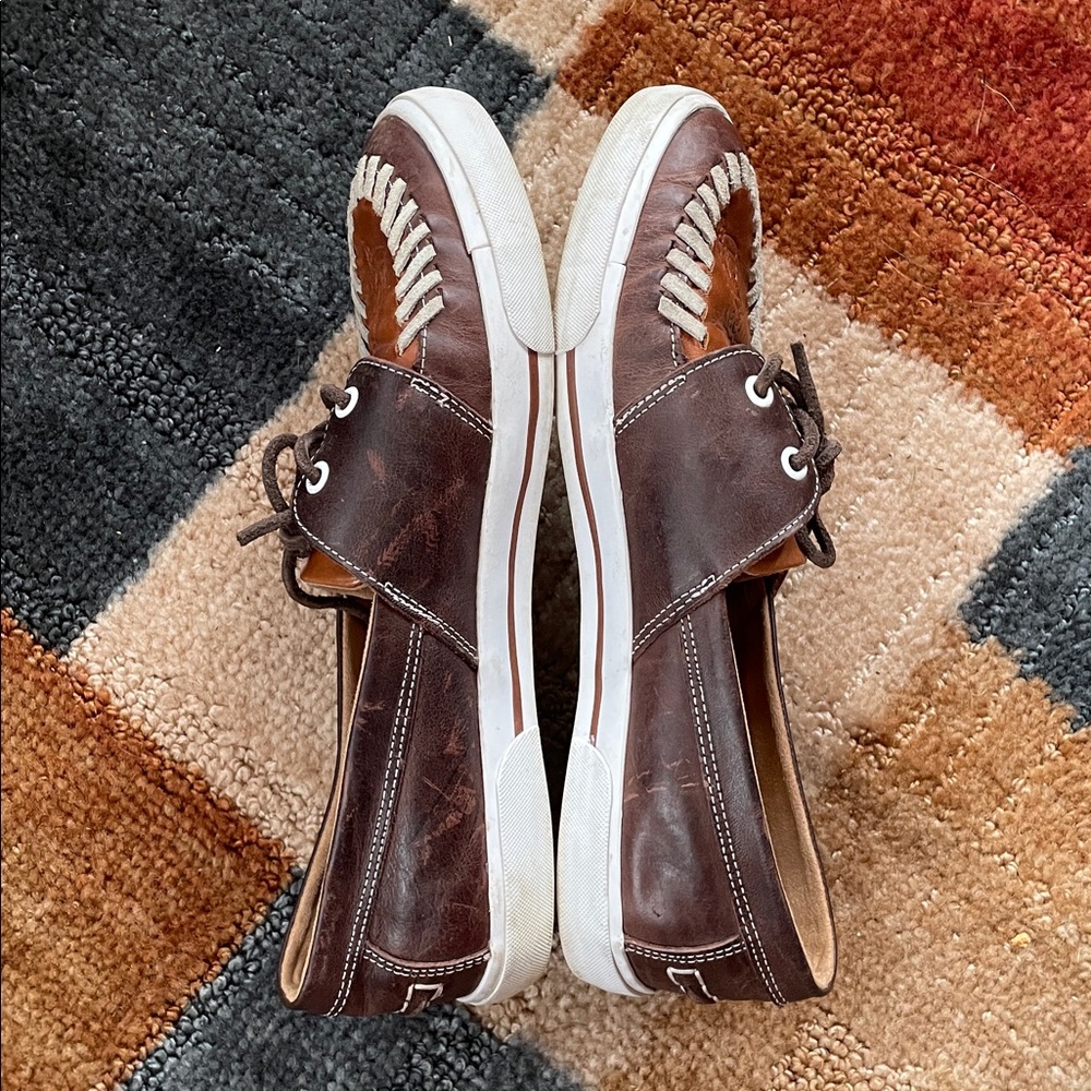 Reba by Justin Atoka Women’s Two-Tone Brown Leather Loafers Boat Shoes - Picture 11 of 16